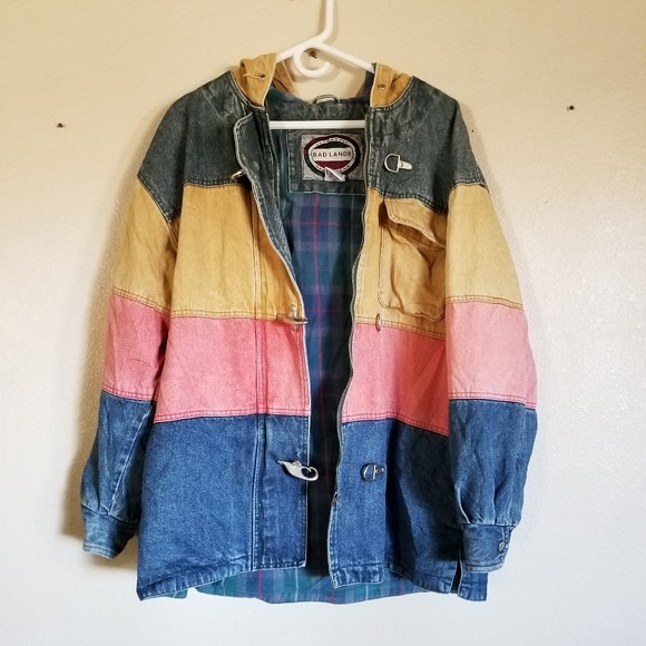 90s color block denim jacket